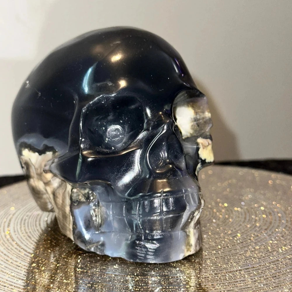 Grey Volcanic Agate Skull-ToShay.org