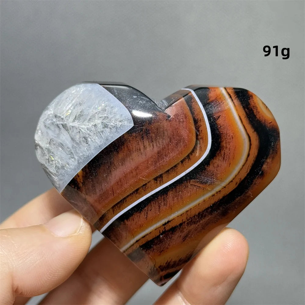 Red Black Striped Agate Heart-ToShay.org
