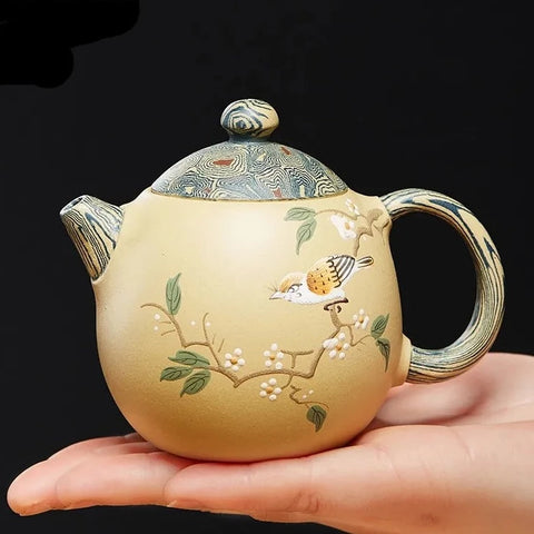Yellow Clay Dragon Egg Teapot-ToShay.org