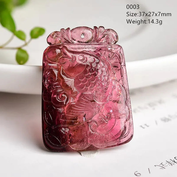 Red Tourmaline Bird Fish Pendant-ToShay.org