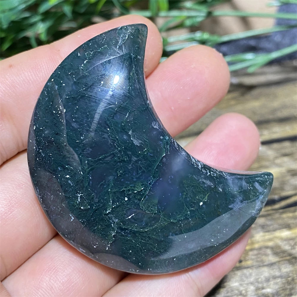 Green Moss Agate Moon-ToShay.org