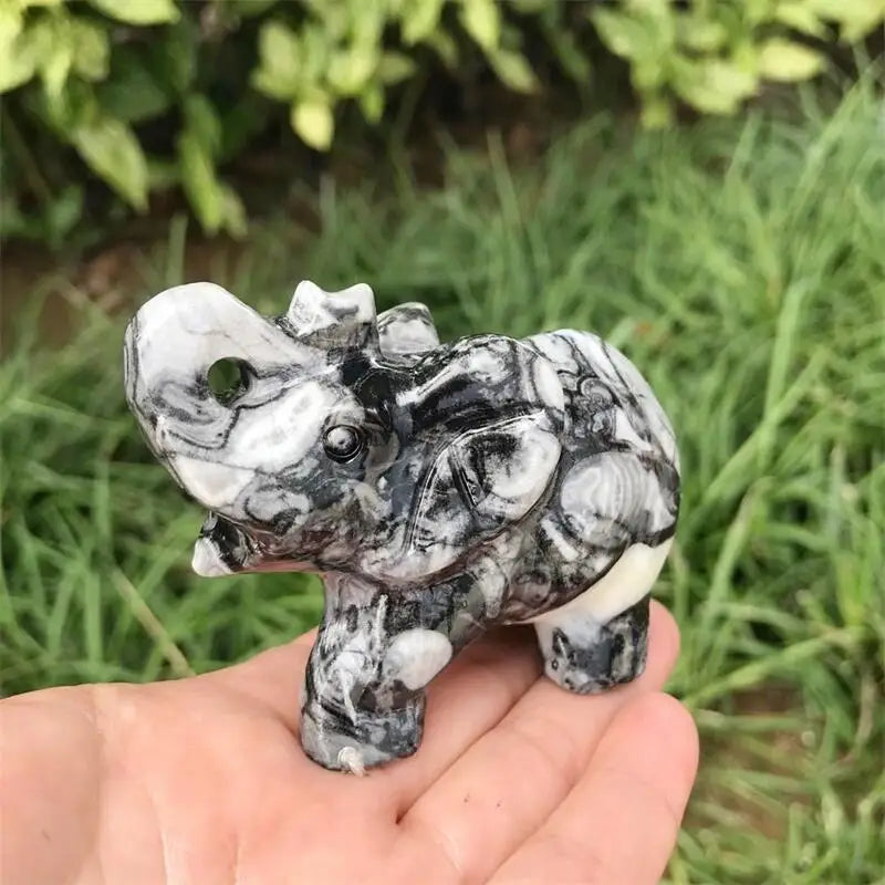 Black White Shellstone Elephant-ToShay.org