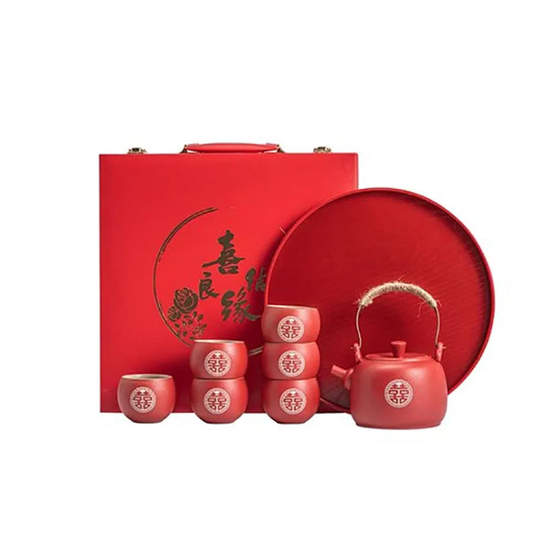 Red Ceramic Tea Set-ToShay.org