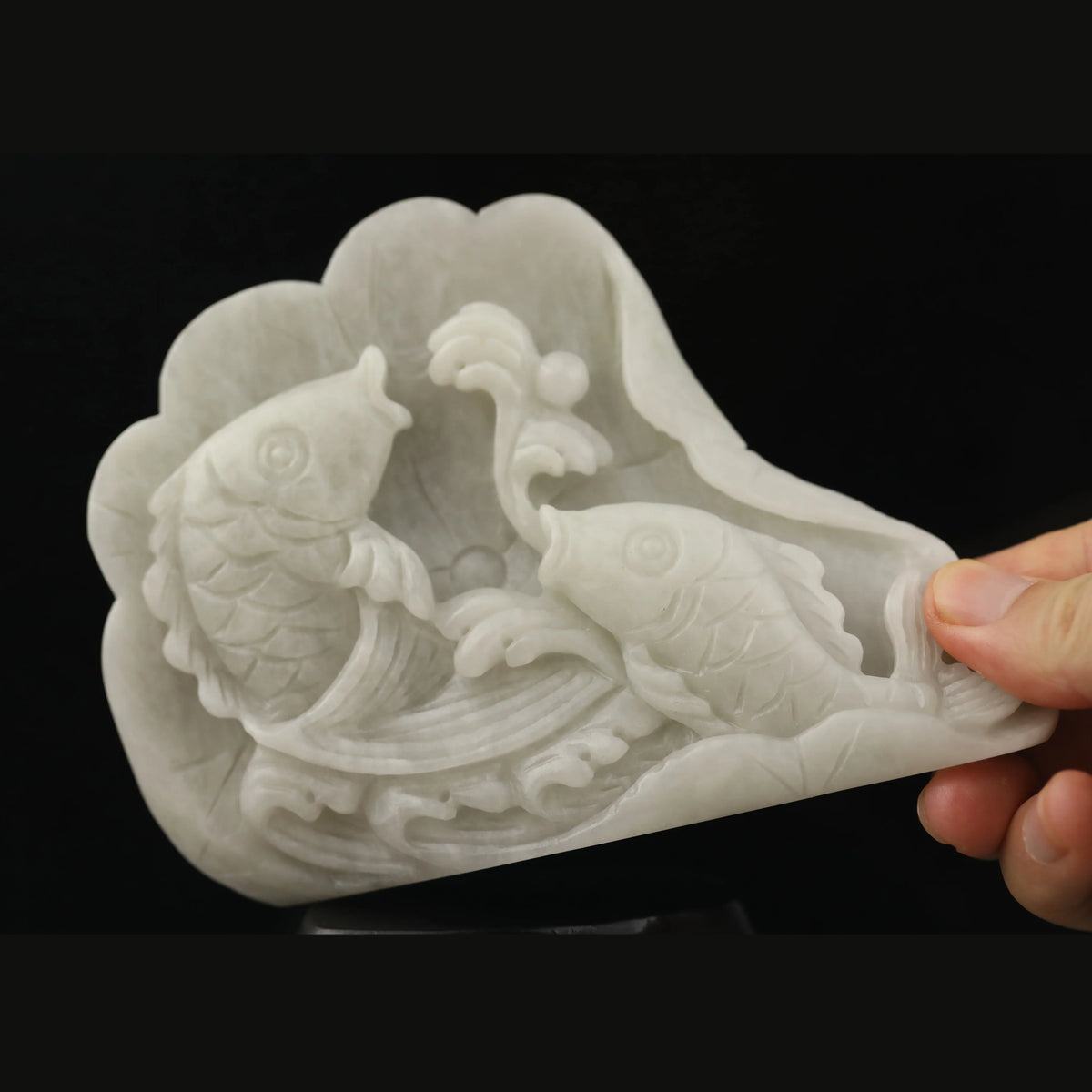 White Jade Fish Statue-ToShay.org