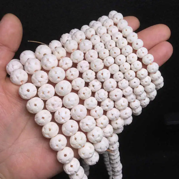 White Yak Bone Bead Mala-ToShay.org