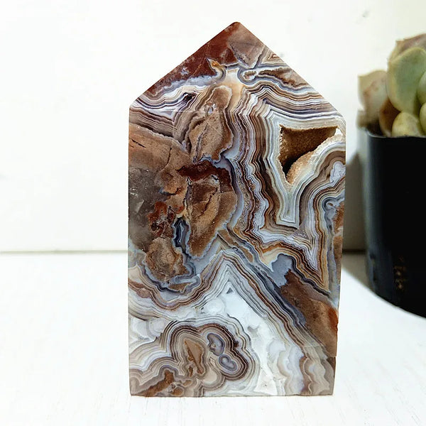 Red Lace Agate Crystal Tower-ToShay.org