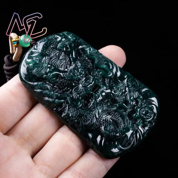 Green Jadeite Dragon Pendant-ToShay.org