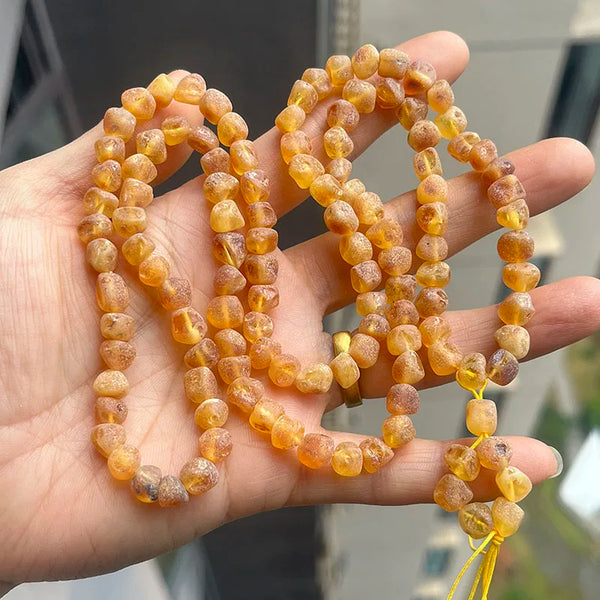 Yellow Amber Bead Necklace-ToShay.org