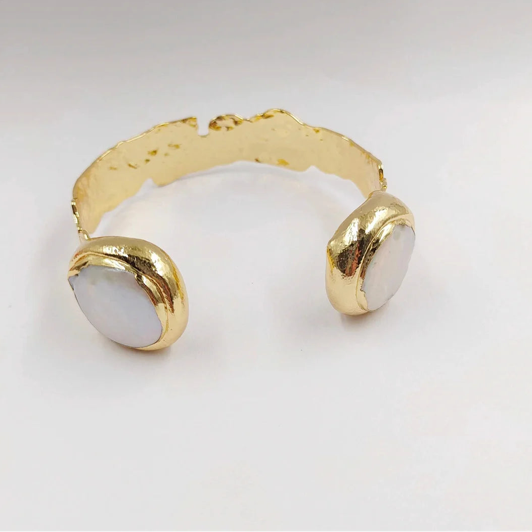 White Pearl Cuff Bangle-ToShay.org