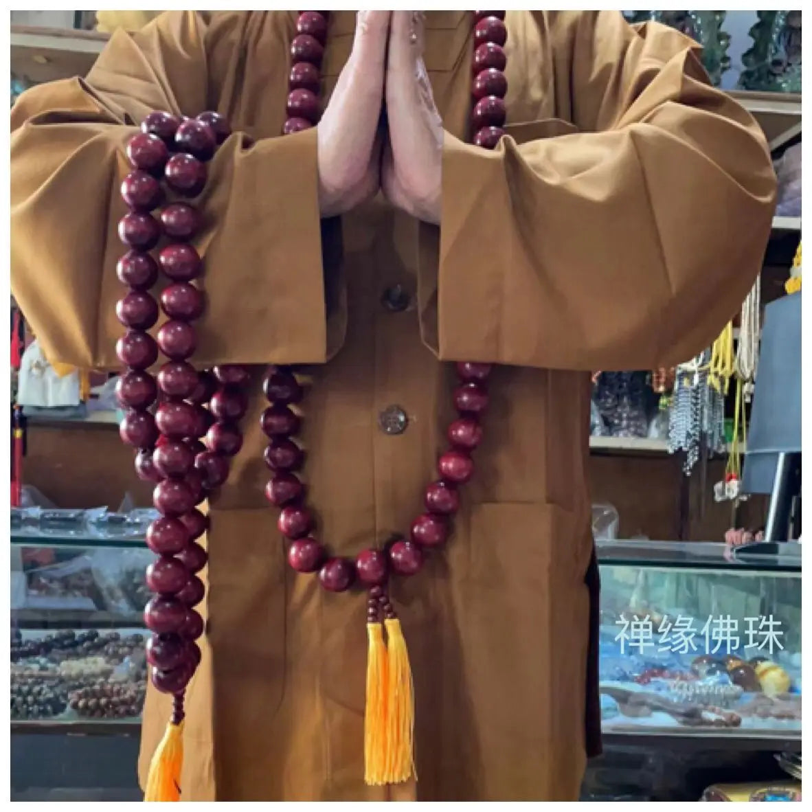 White Peach Wood Monk Beads-ToShay.org