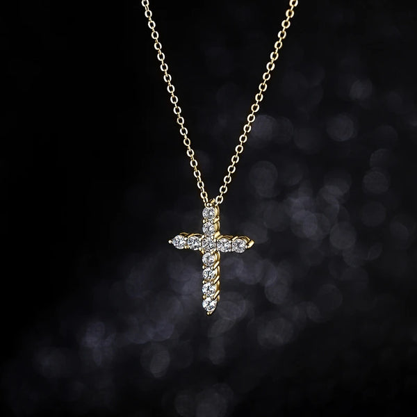 Silver Diamond Cross Pendant-ToShay.org