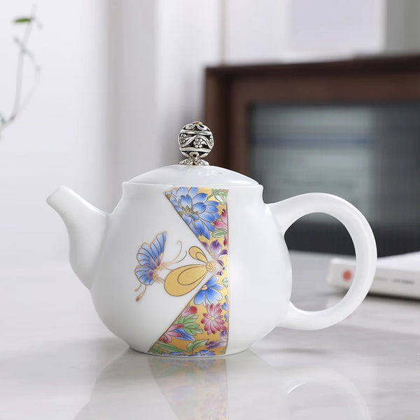 White Painted Porcelain Teapots-ToShay.org
