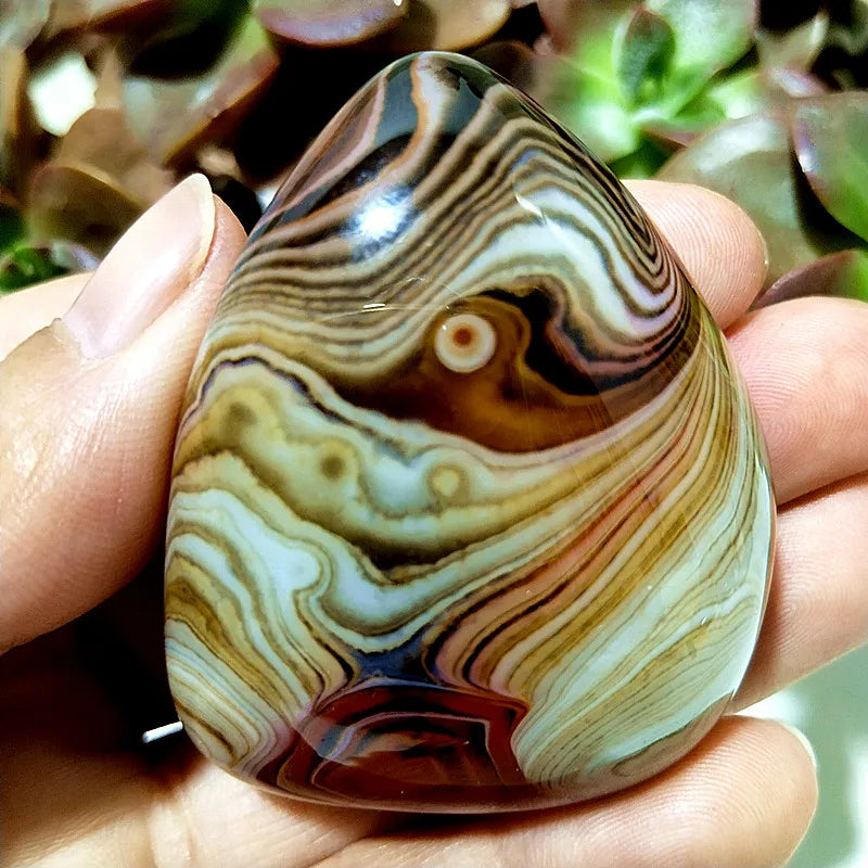 Red Flower Agate Palm Stone-ToShay.org