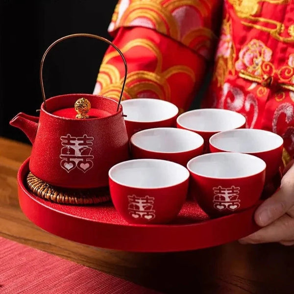 Red Ceramic Tea Set-ToShay.org
