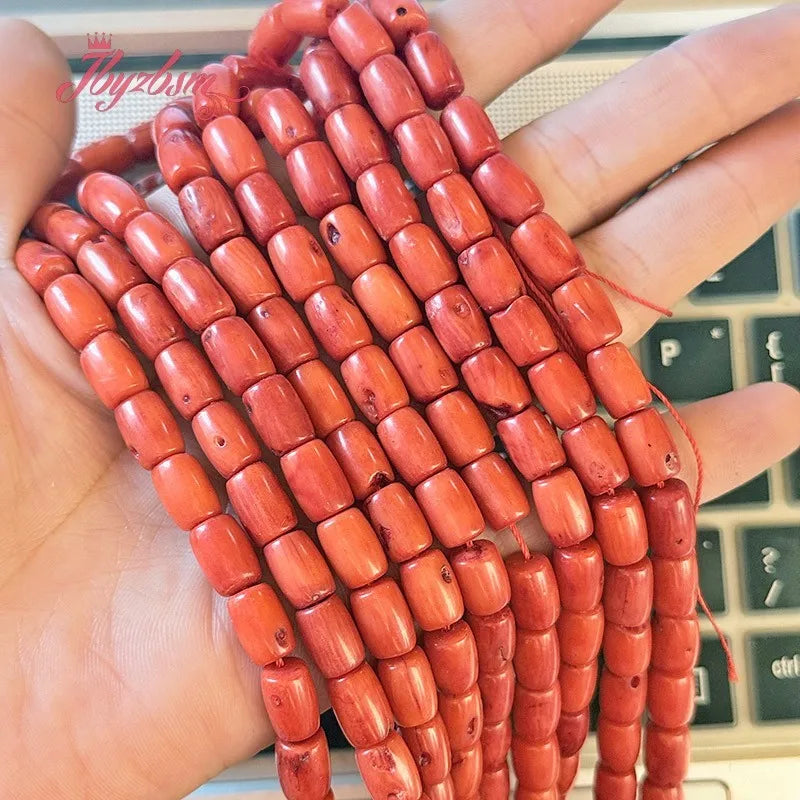 Orange Coral Barrel Beads-ToShay.org