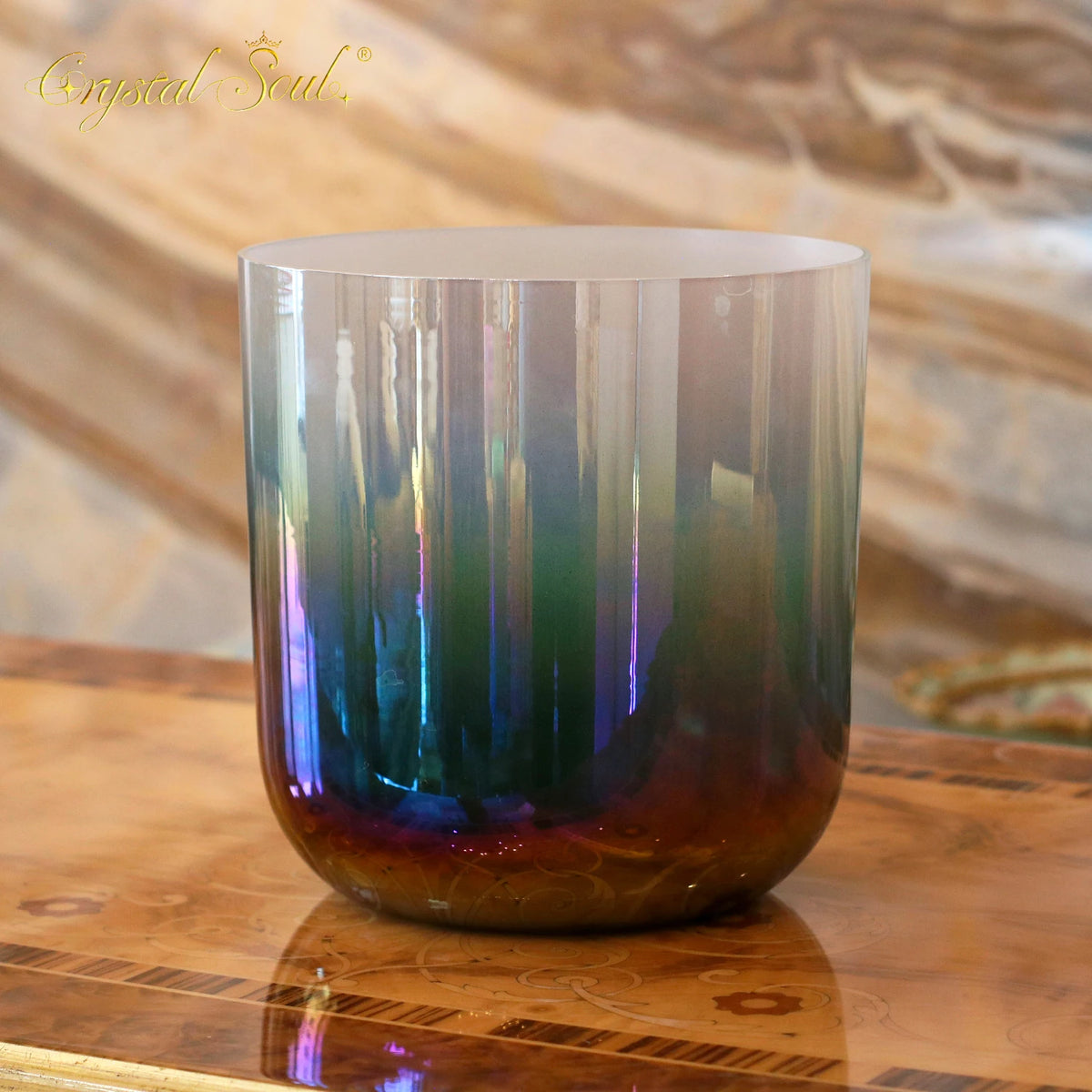 Blue Green Crystal Singing Bowl-ToShay.org
