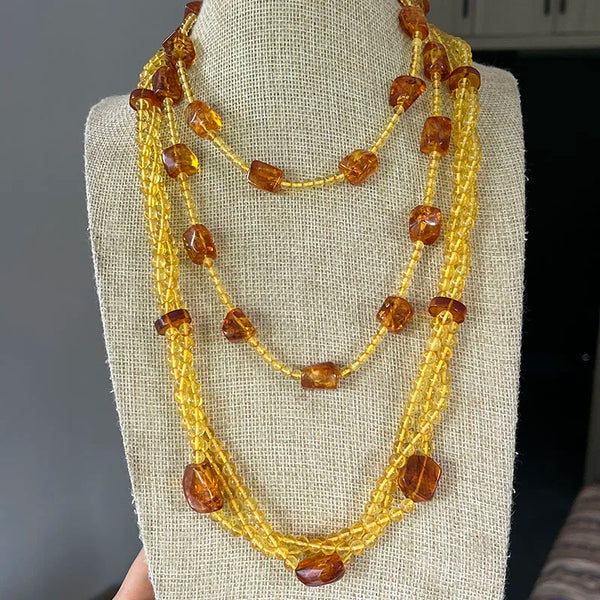 Yellow Amber Bead Necklace-ToShay.org