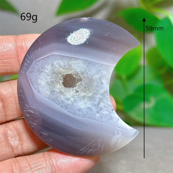 Grey Agate Silk Druzy Moon-ToShay.org
