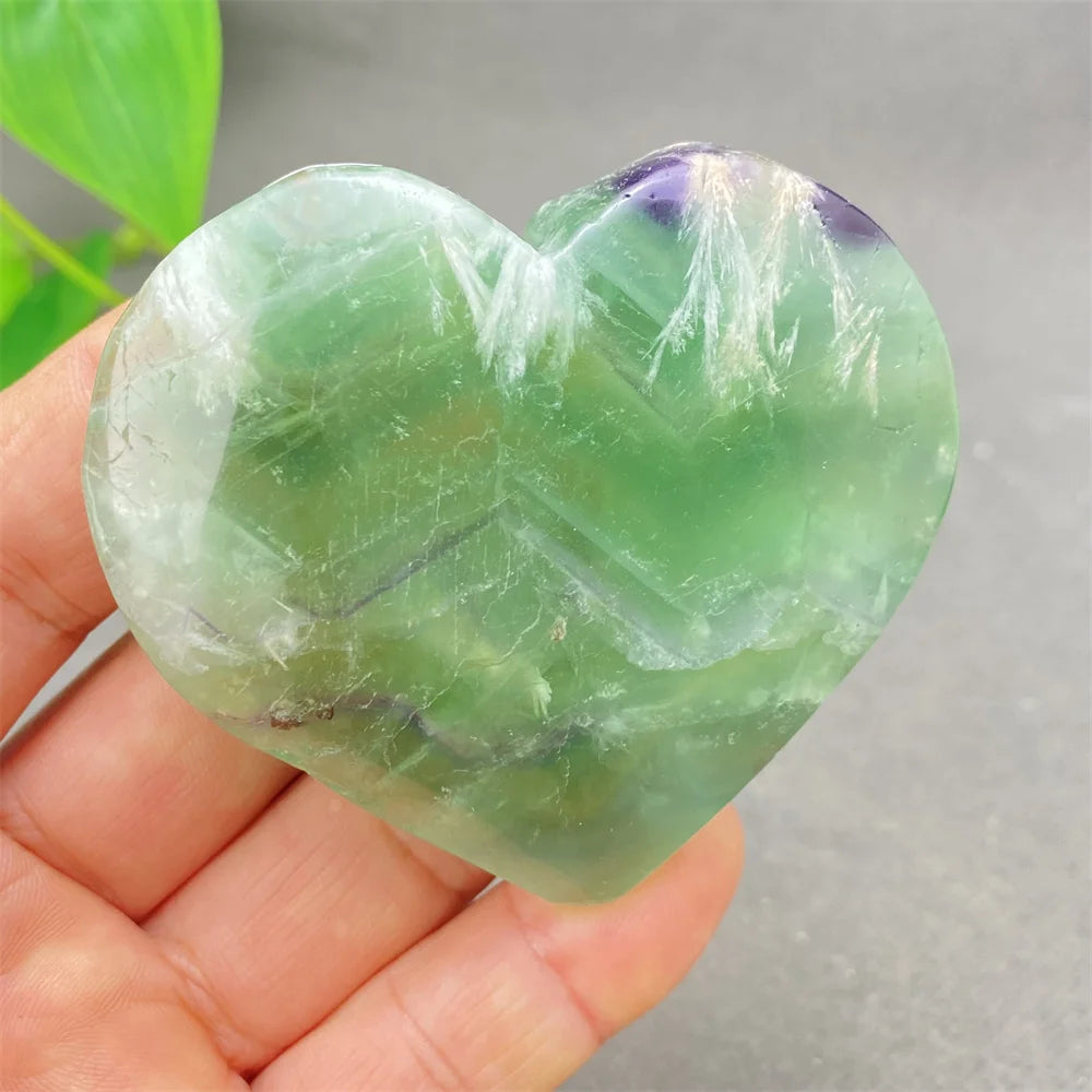 Green Feather Fluorite Heart-ToShay.org