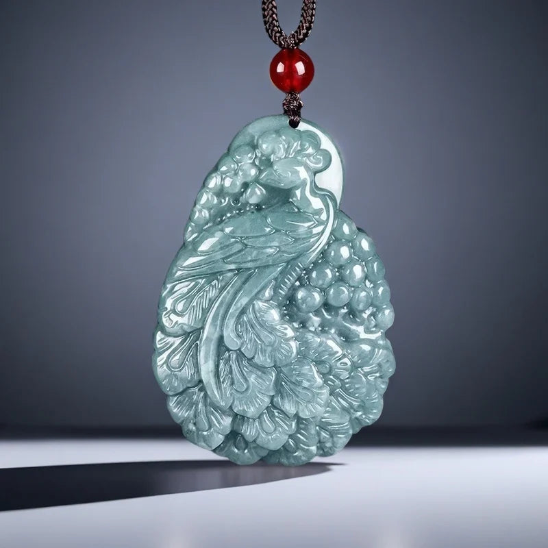 Blue Jade Water Peacock Pendant-ToShay.org