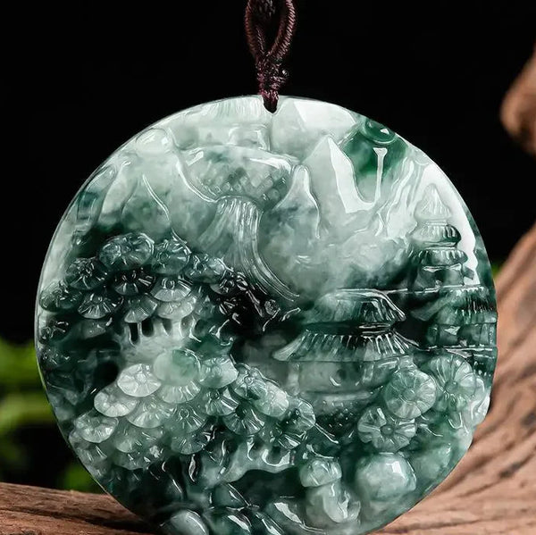 Green Jade Landscape Pendant-ToShay.org