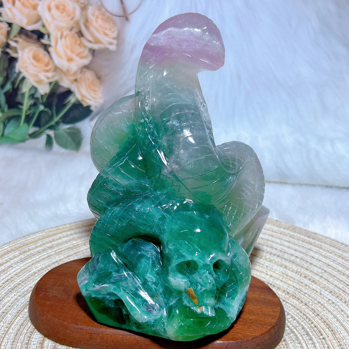 Green Fluorite Snake Skull-ToShay.org
