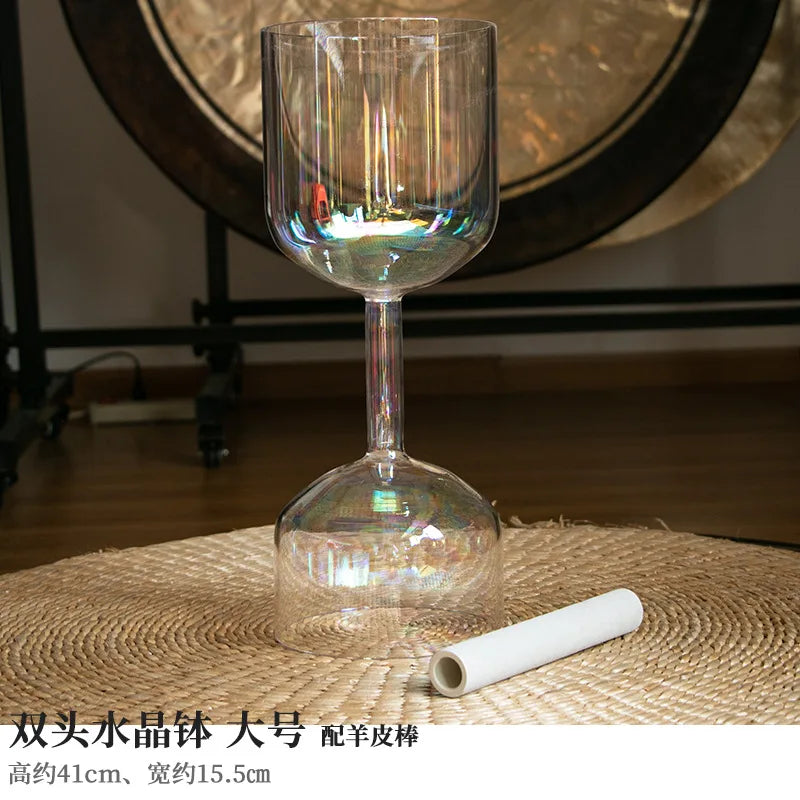 Clear Crystal Double Singing Bowl-ToShay.org