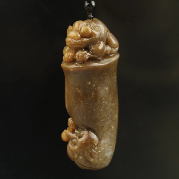 Yellow Jade Dragon Pendant-ToShay.org