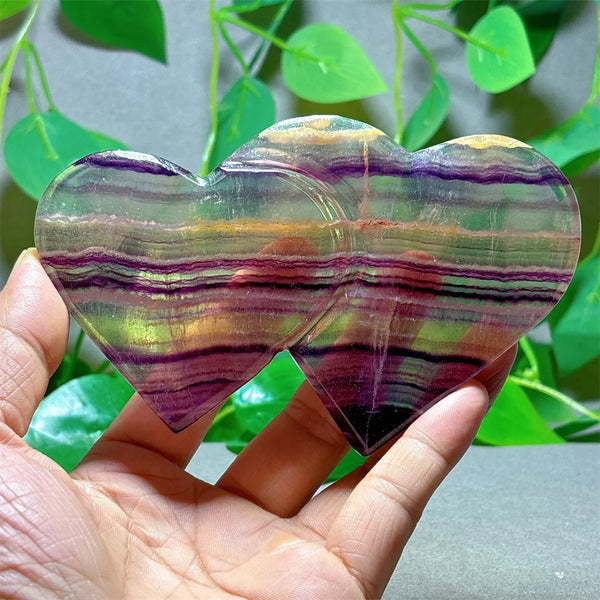 Rainbow Fluorite Double Heart-ToShay.org