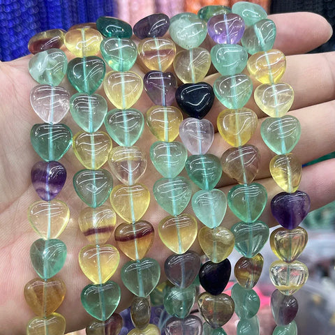 Rainbow Fluorite Heart Beads-ToShay.org