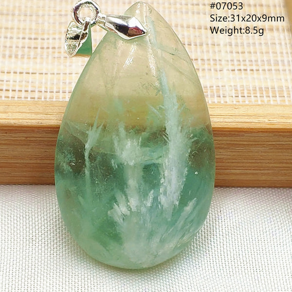 Green Feather Fluorite Pendant-ToShay.org