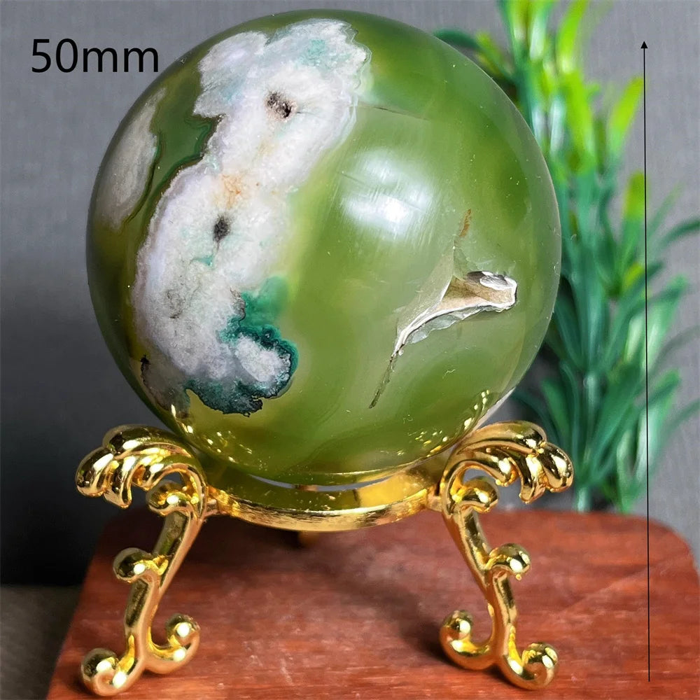Green Purple Flower Agate Ball-ToShay.org