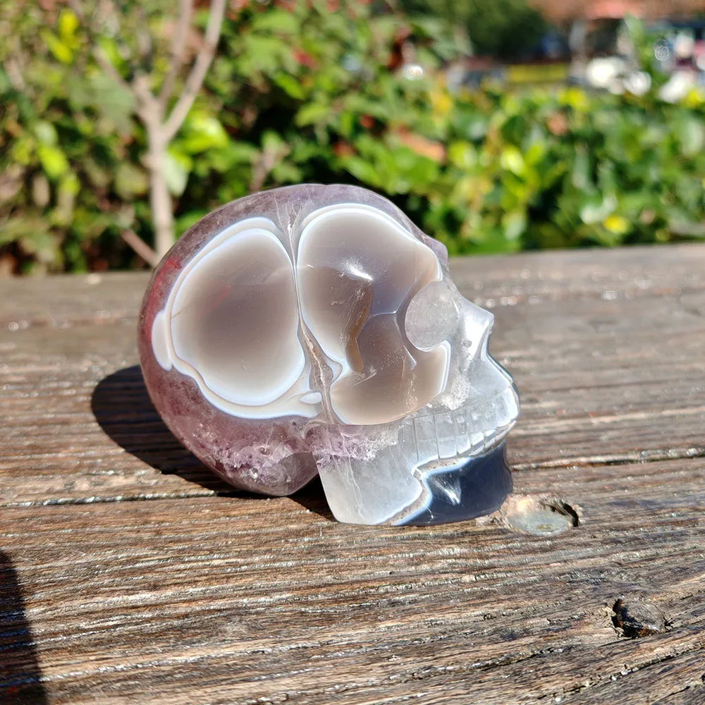 Grey Agate Geode Skull-ToShay.org