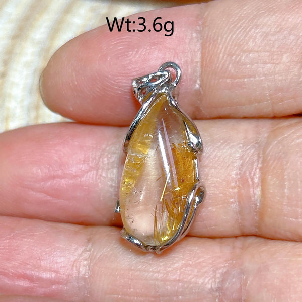 Gold Rutilated Pendant-ToShay.org