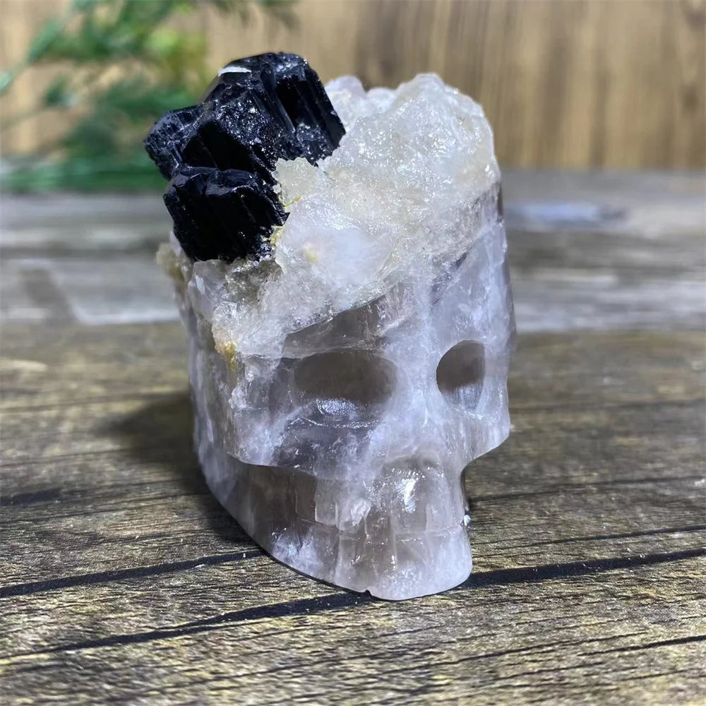 Black Tourmaline Geode Skull-ToShay.org