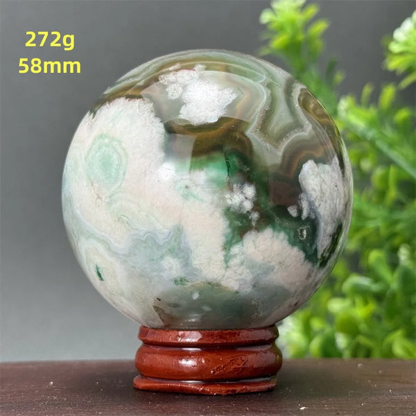 Green Cherry Blossom Agate Ball-ToShay.org