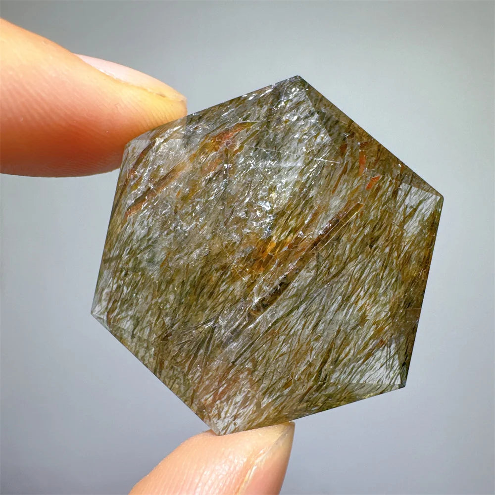 Green Tourmaline Rutile Hexagon-ToShay.org
