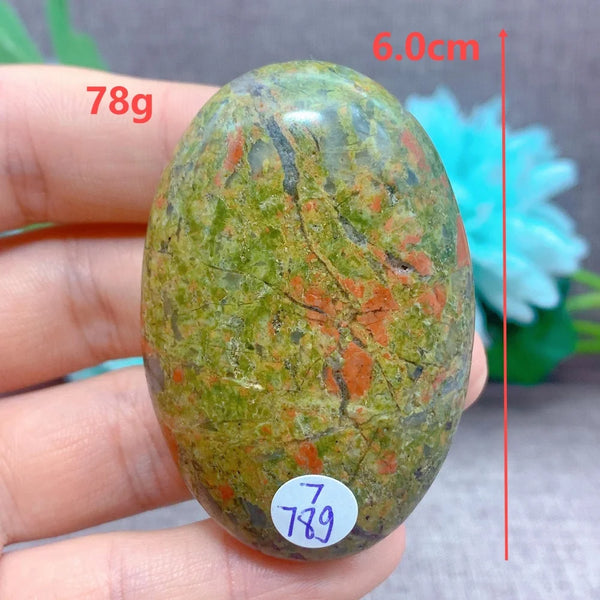 Green Unakite Palm Stone-ToShay.org