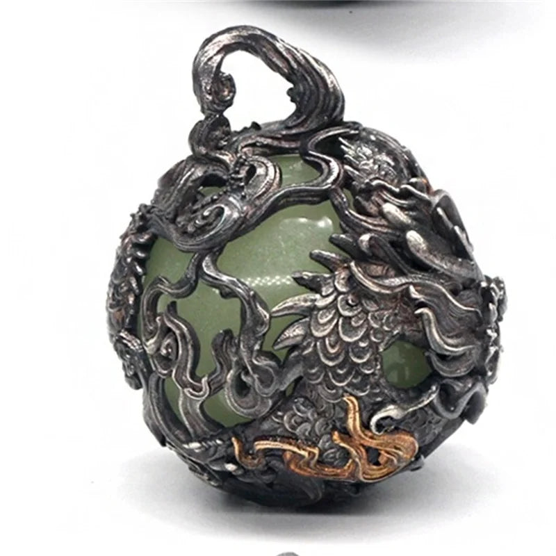 Silver Dragon Ball Pendant-ToShay.org