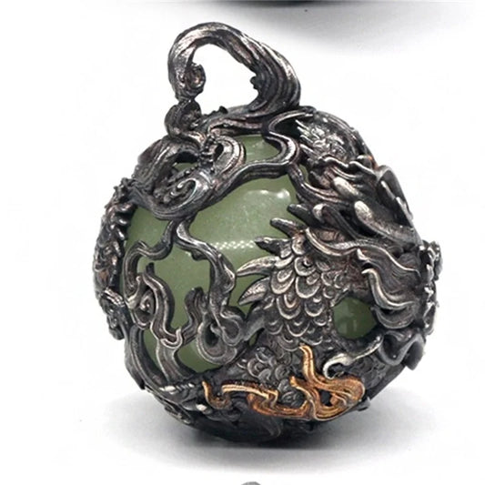 Silver Dragon Ball Pendant-ToShay.org