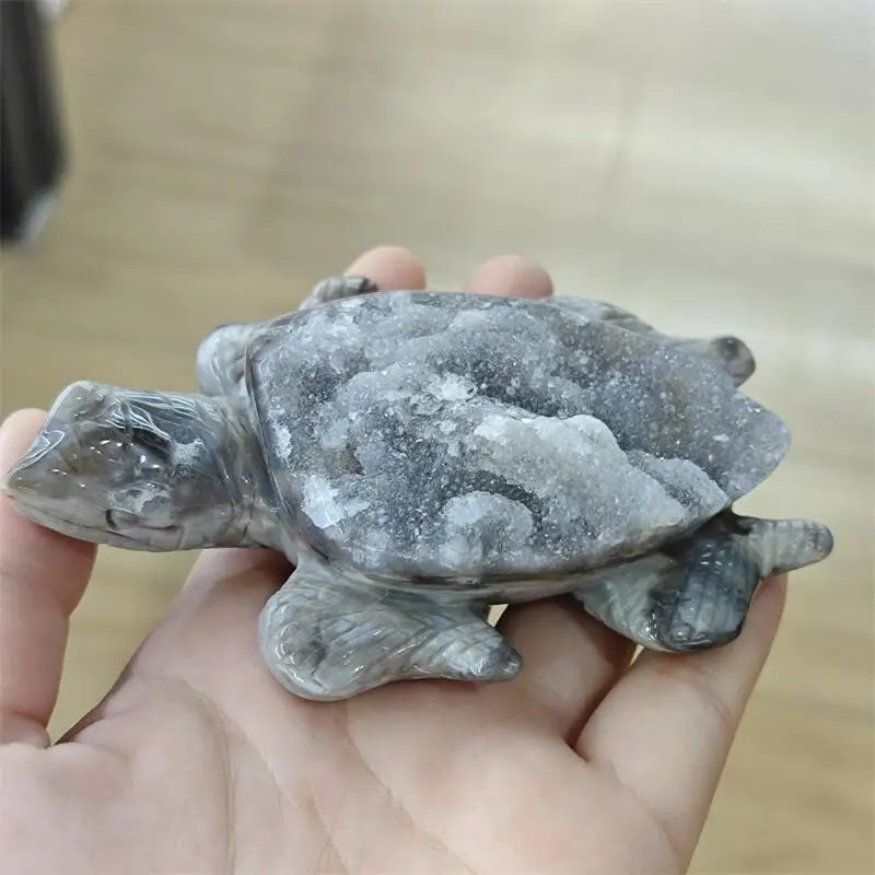 Grey Agate Druzy Turtle-ToShay.org