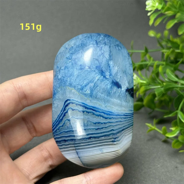 Blue Agate Palm Stone-ToShay.org