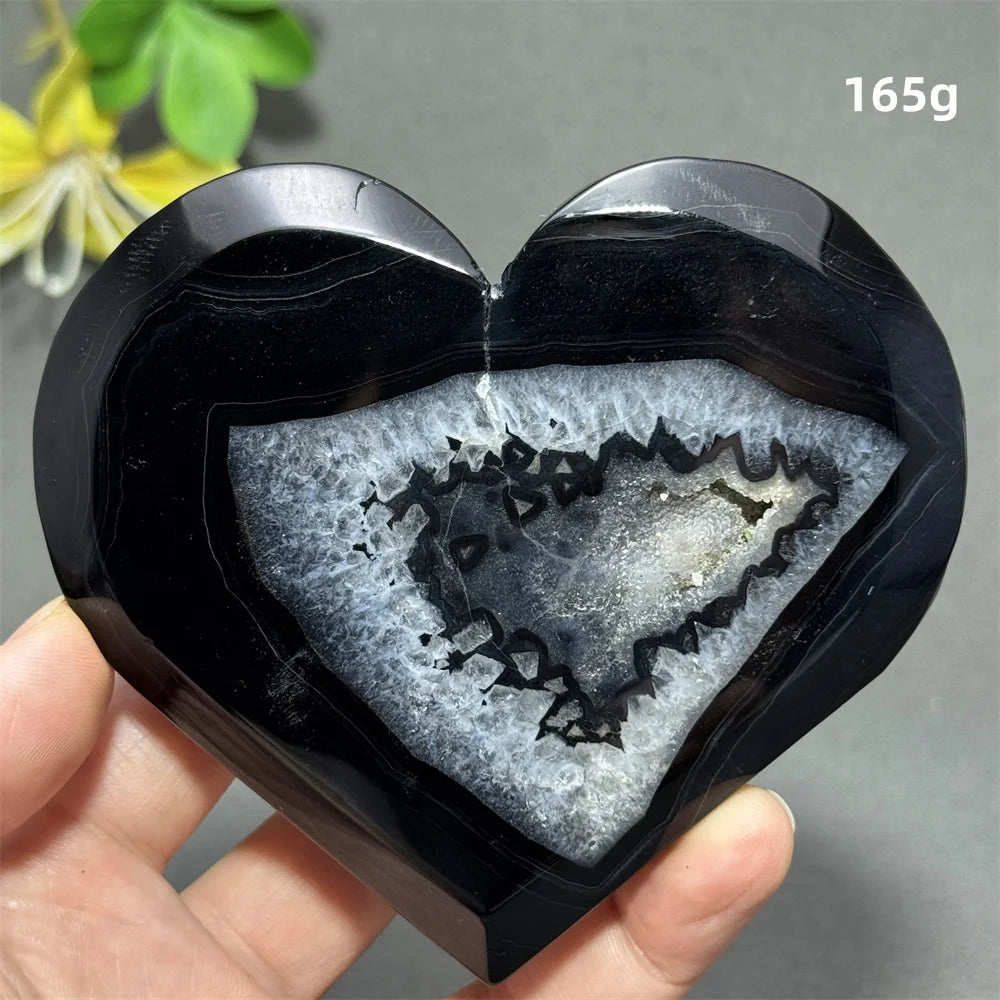 Black Agate Geode Heart-ToShay.org