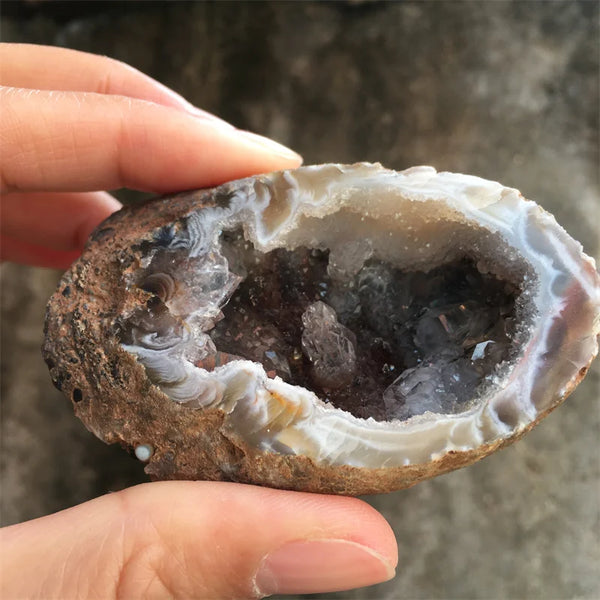 Grey Agate Geode Crystal-ToShay.org