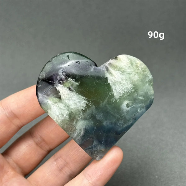 Green Feather Fluorite Heart-ToShay.org