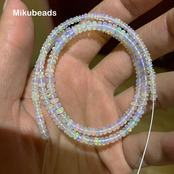 White Opal Rondelle Beads-ToShay.org