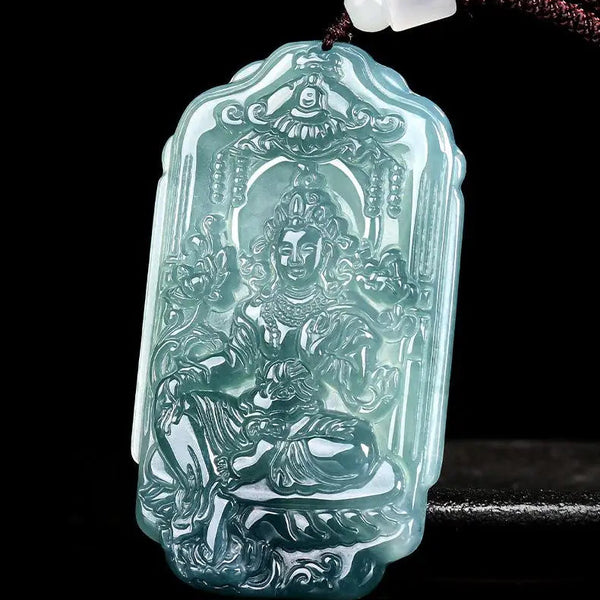 Blue Jadeite Guanyin Pendant-ToShay.org