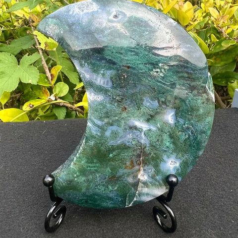 Green Moss Agate Moon-ToShay.org