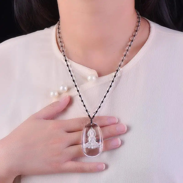 White Crystal Guanyin Pendant-ToShay.org