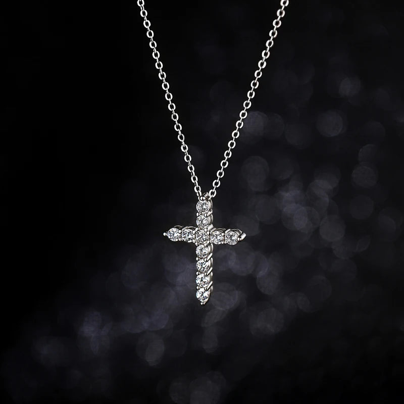 Silver Diamond Cross Pendant-ToShay.org